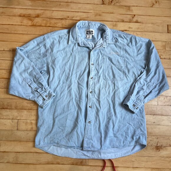 VTG  90s John Deere Light Wash Denim Button Down Shirt XL Most Wanted Cabincore - Picture 5 of 7
